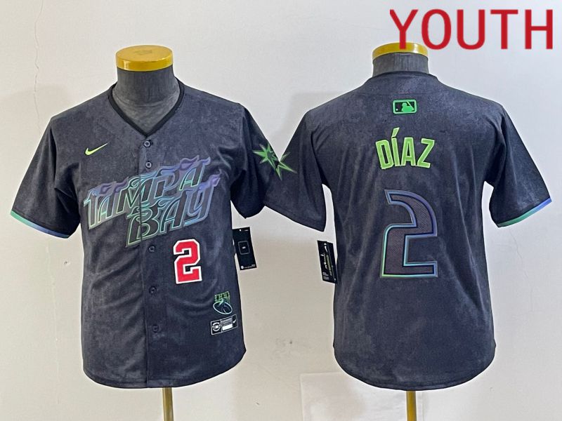 Youth Tampa Bay Rays #2 Diaz Nike MLB Limited City Connect Black 2024 Jersey style 3->youth mlb jersey->Youth Jersey